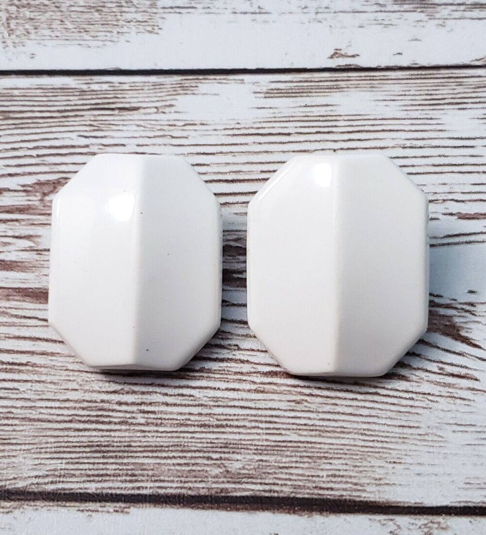 Vintage Clip On Earrings - 1" Cream Rectangle Like Shape with Fold